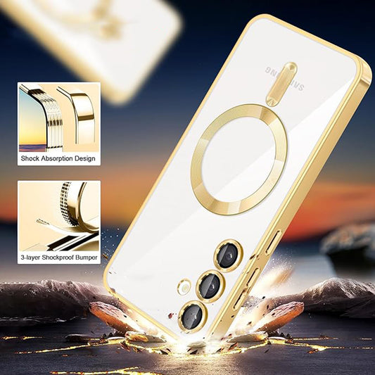 MagSafe-deksel for Samsung Galaxy S24 S921, Techsuit, Luxury Crystal, Sølv