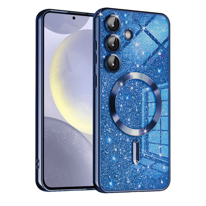 MagSafe-deksel for Samsung Galaxy S24 S921, Techsuit, Luxury Glitter, Mørk blå