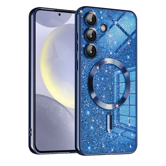 MagSafe-deksel for Samsung Galaxy S24 S921, Techsuit, Luxury Glitter, Mørk blå