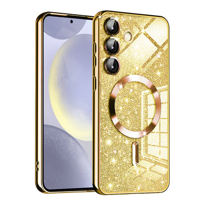 MagSafe-deksel for Samsung Galaxy S24 S921, Techsuit, Luxury Glitter, Gullfarget