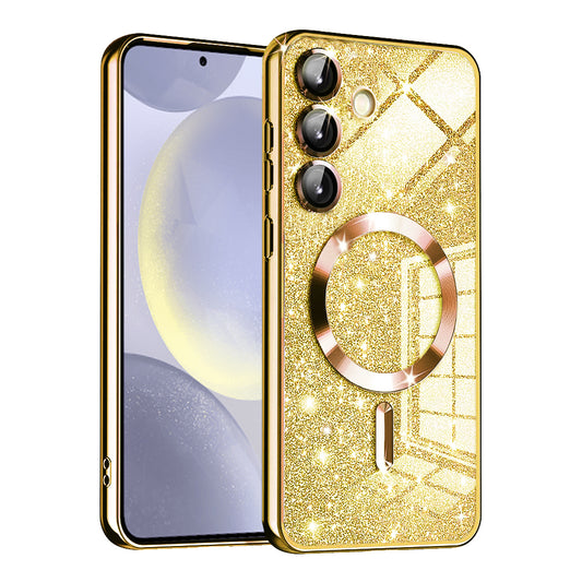 MagSafe-deksel for Samsung Galaxy S24 S921, Techsuit, Luxury Glitter, Gullfarget