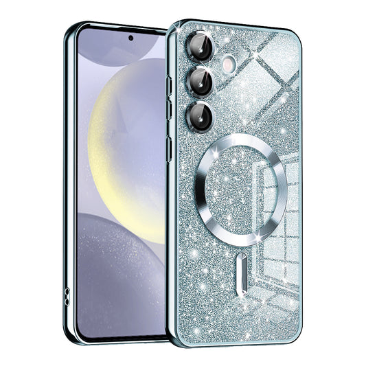MagSafe-deksel for Samsung Galaxy S24 S921, Techsuit, Luxury Glitter, Bleu