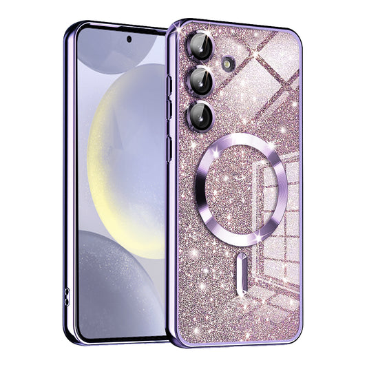MagSafe-deksel for Samsung Galaxy S24 S921, Techsuit, Luxury Glitter, Lys lilla