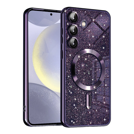 MagSafe-deksel for Samsung Galaxy S24 S921, Techsuit, Luxury Glitter, Mørk lilla