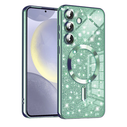 MagSafe-deksel for Samsung Galaxy S24 S921, Techsuit, Luxury Glitter, Lys grønn