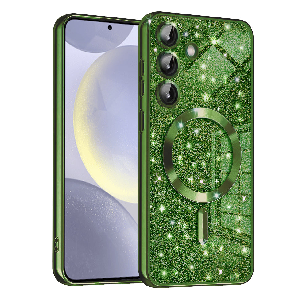 MagSafe-deksel for Samsung Galaxy S24 S921, Techsuit, Luxury Glitter, Mørkegrønn