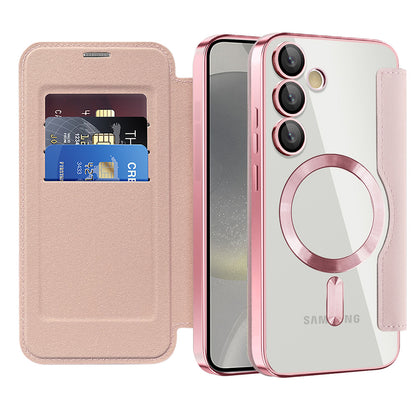 MagSafe-deksel for Samsung Galaxy S24 S921, Techsuit, SmartMag Book, Rosa