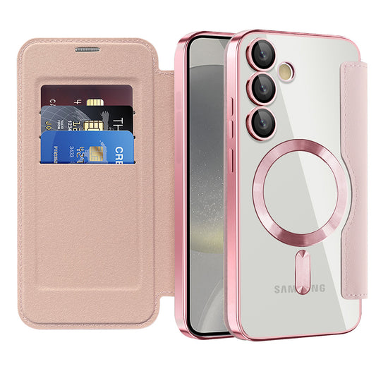 MagSafe-deksel for Samsung Galaxy S24 S921, Techsuit, SmartMag Book, Rosa