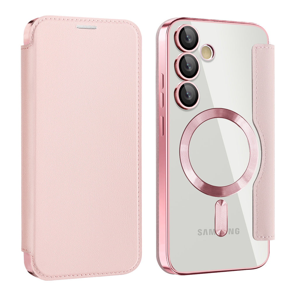 MagSafe-deksel for Samsung Galaxy S24 S921, Techsuit, SmartMag Book, Rosa
