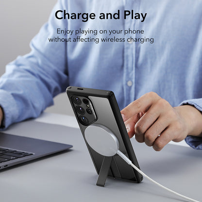 MagSafe-deksel for Samsung Galaxy S24 Ultra S928, ESR, Boost Flickstand, Gjennomsiktig Svart