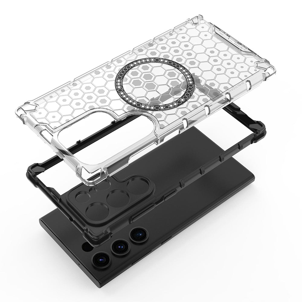 MagSafe-deksel for Samsung Galaxy S24 Ultra S928, Techsuit, HoneyComb Shield, Hvit