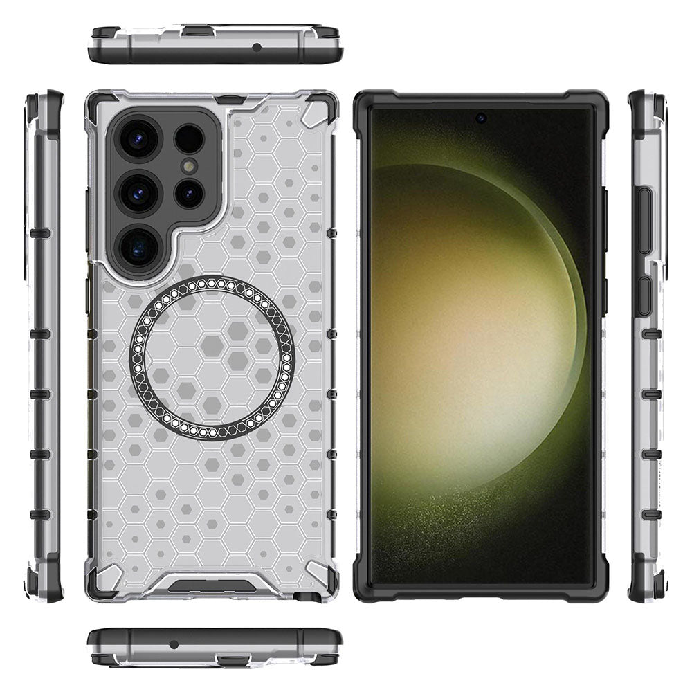 MagSafe-deksel for Samsung Galaxy S24 Ultra S928, Techsuit, HoneyComb Shield, Hvit