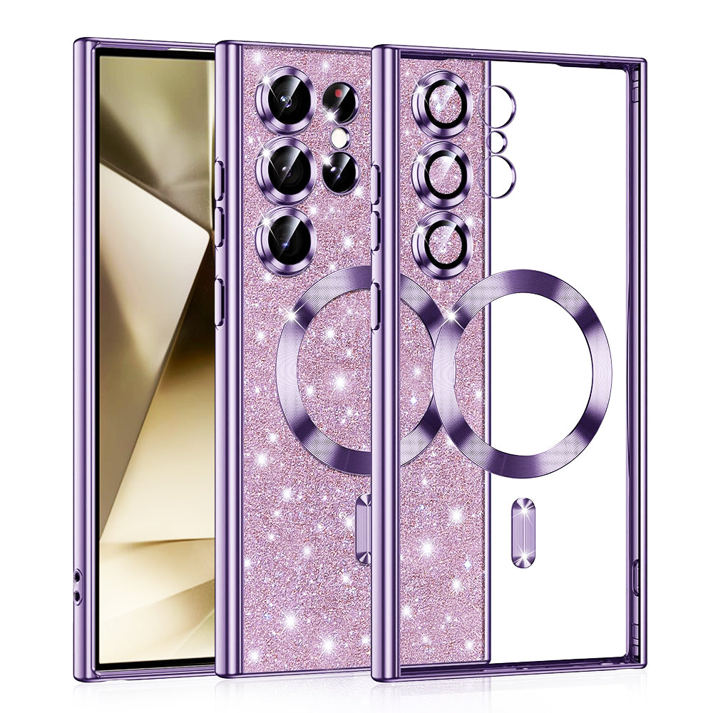 MagSafe-deksel for Samsung Galaxy S24 Ultra S928, Techsuit, Luxury Glitter, Lys lilla