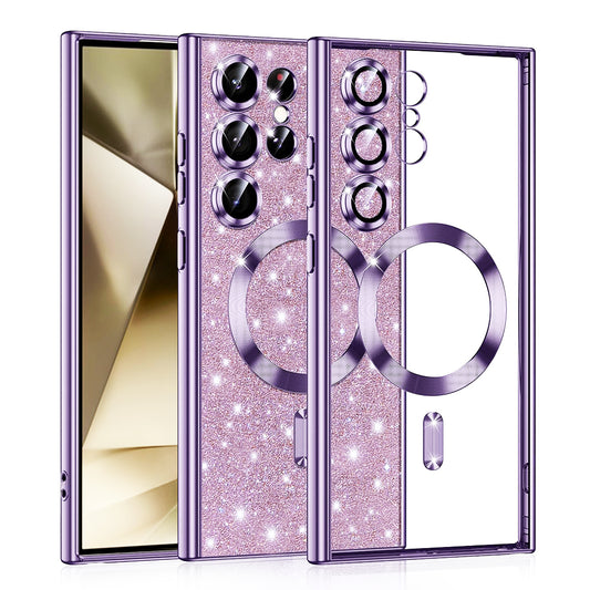 MagSafe-deksel for Samsung Galaxy S24 Ultra S928, Techsuit, Luxury Glitter, Lys lilla