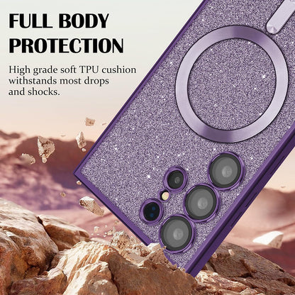 MagSafe-deksel for Samsung Galaxy S24 Ultra S928, Techsuit, Luxury Glitter, Lys lilla