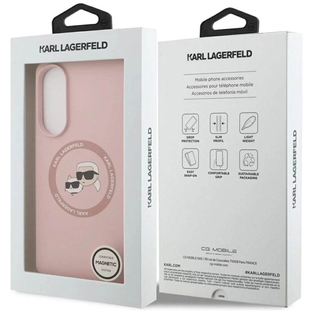 MagSafe-deksel for Samsung Galaxy S25 Edge S937, Karl Lagerfeld, Silicone Double Heads, Rosa