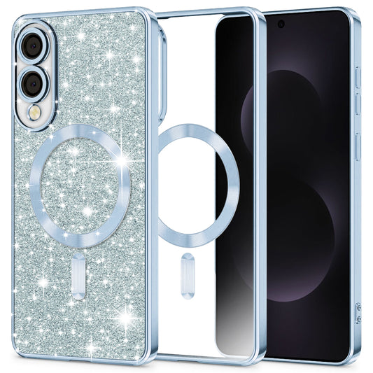MagSafe-deksel for Samsung Galaxy S25 Edge S937, Techsuit, Luxury Glitter, Bleu