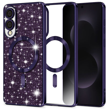 MagSafe-deksel for Samsung Galaxy S25 Edge S937, Techsuit, Luxury Glitter, Mørk lilla