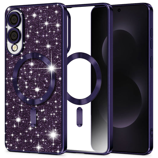 MagSafe-deksel for Samsung Galaxy S25 Edge S937, Techsuit, Luxury Glitter, Mørk lilla