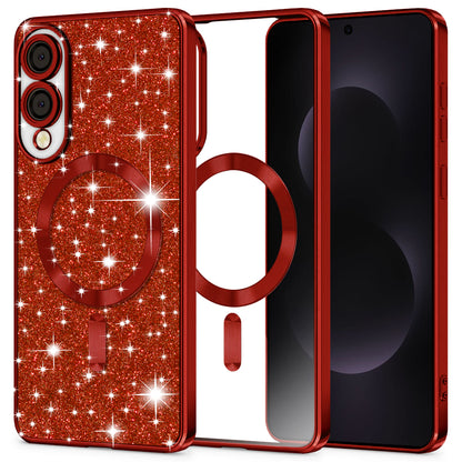 MagSafe-deksel for Samsung Galaxy S25 Edge S937, Techsuit, Luxury Glitter, Rød