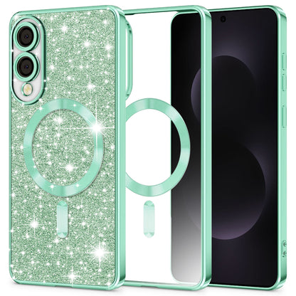 MagSafe-deksel for Samsung Galaxy S25 Edge S937, Techsuit, Luxury Glitter, Lys grønn