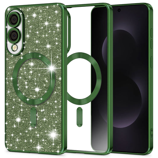 MagSafe-deksel for Samsung Galaxy S25 Edge S937, Techsuit, Luxury Glitter, Mørkegrønn