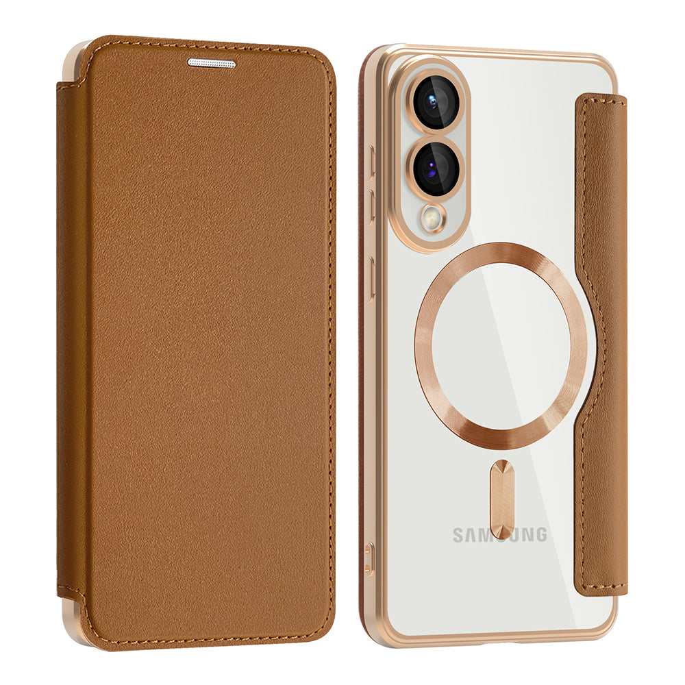 MagSafe-deksel for Samsung Galaxy S25 Edge S937, Techsuit, SmartMag Book, Brun
