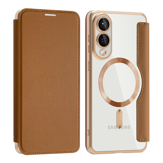 MagSafe-deksel for Samsung Galaxy S25 Edge S937, Techsuit, SmartMag Book, Brun
