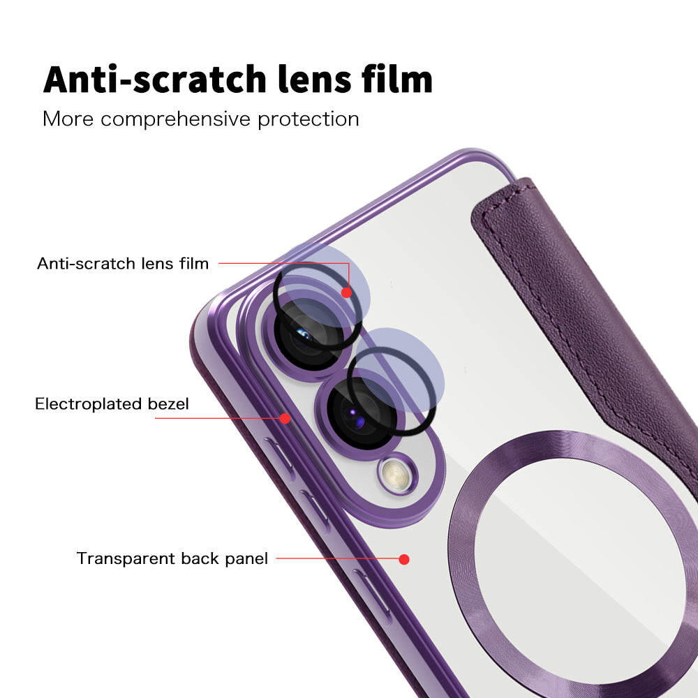 MagSafe-deksel for Samsung Galaxy S25 Edge S937, Techsuit, SmartMag Book, Lilla