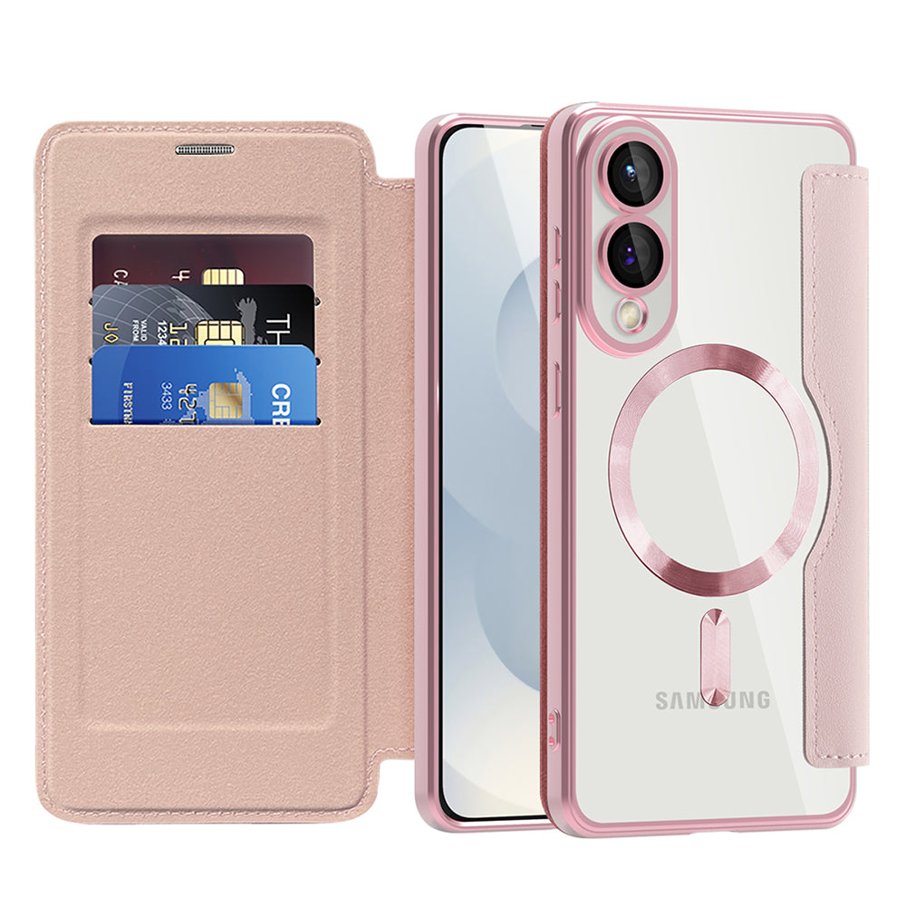 MagSafe-deksel for Samsung Galaxy S25 Edge S937, Techsuit, SmartMag Book, Rosa