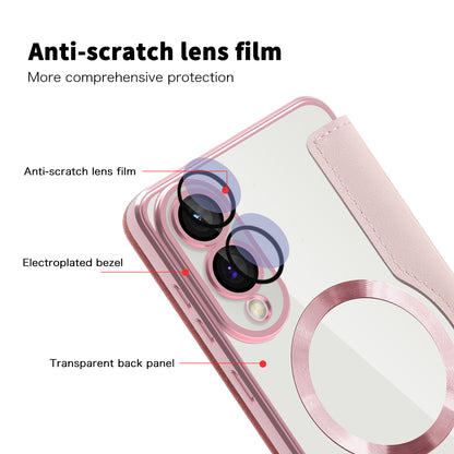 MagSafe-deksel for Samsung Galaxy S25 Edge S937, Techsuit, SmartMag Book, Rosa