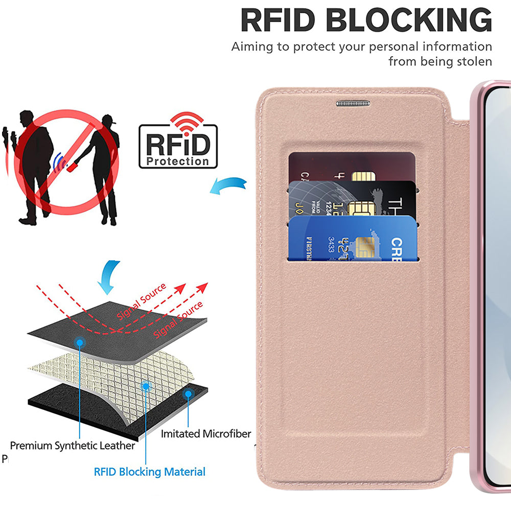 MagSafe-deksel for Samsung Galaxy S25 Edge S937, Techsuit, SmartMag Book, Rosa