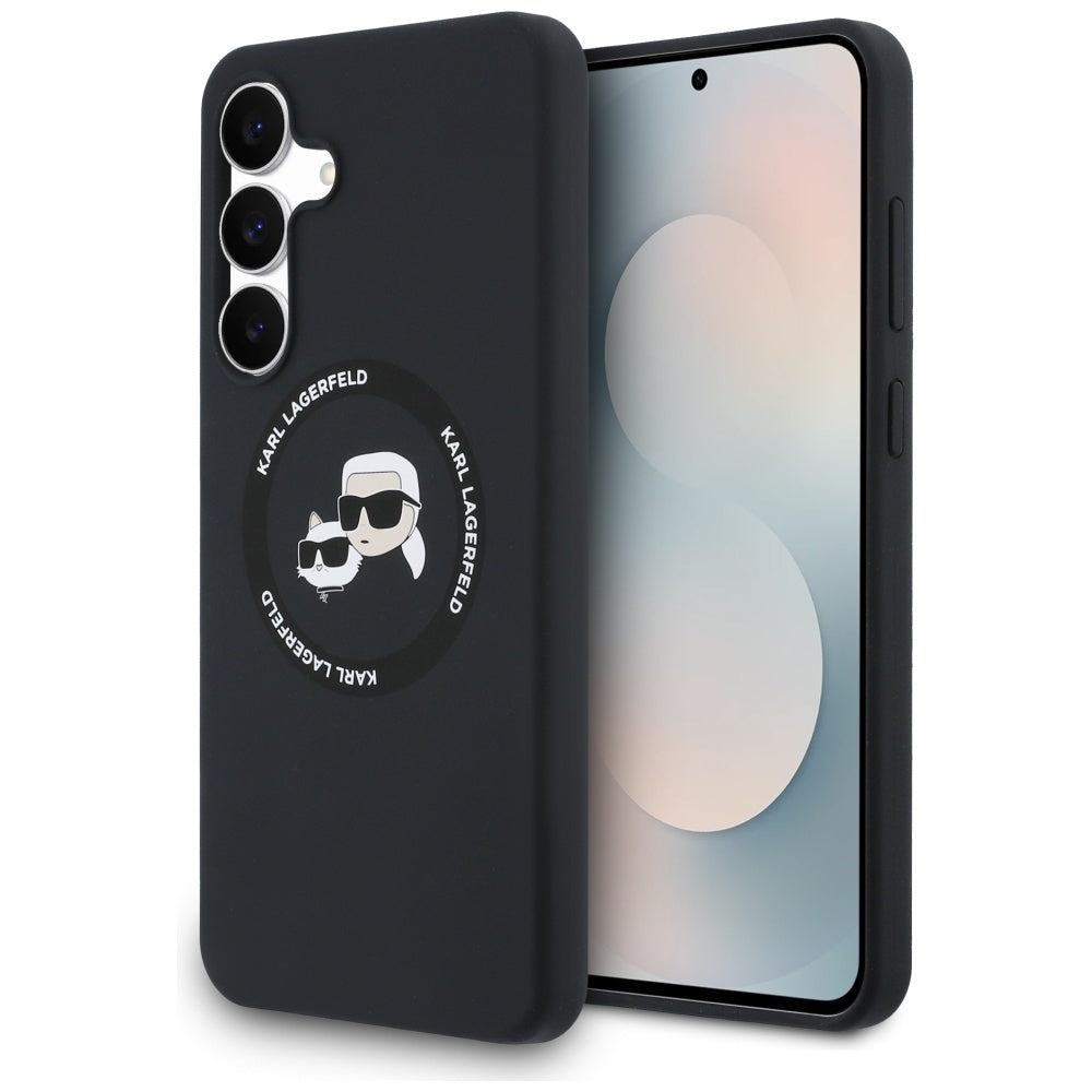 MagSafe-deksel for Samsung Galaxy S25 FE, Karl Lagerfeld, Silikon Karl & Choupette's Heads, Svart