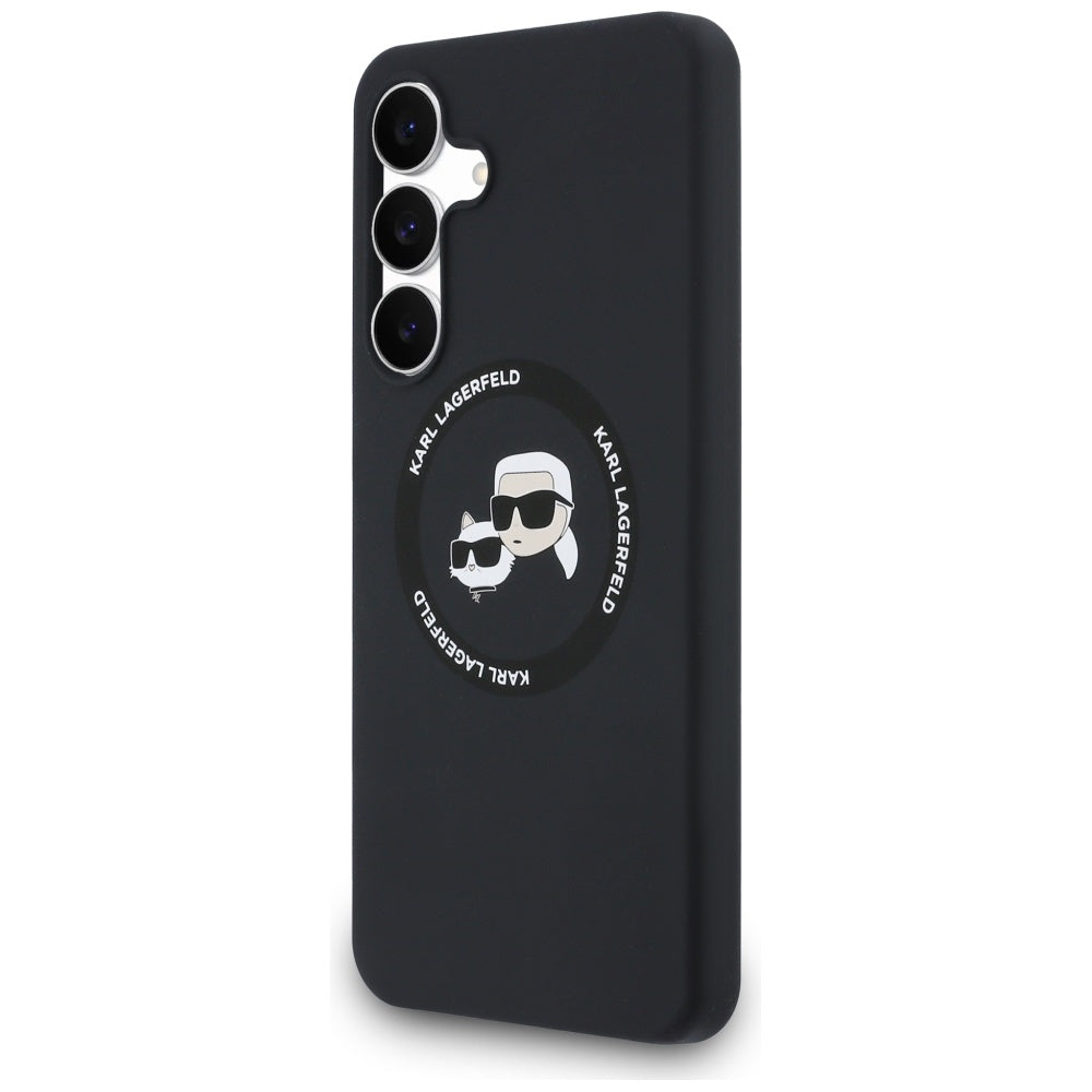 MagSafe-deksel for Samsung Galaxy S25 FE, Karl Lagerfeld, Silikon Karl & Choupette's Heads, Svart