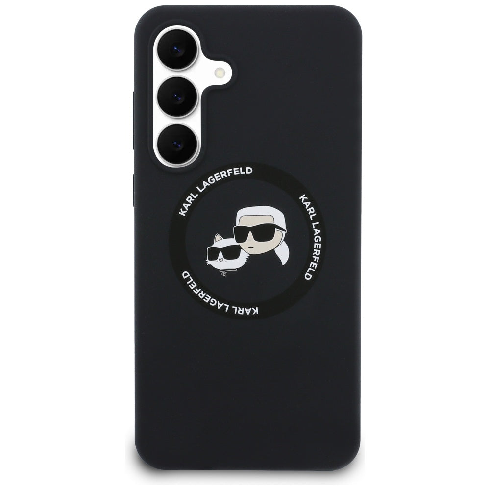 MagSafe-deksel for Samsung Galaxy S25 FE, Karl Lagerfeld, Silikon Karl & Choupette's Heads, Svart