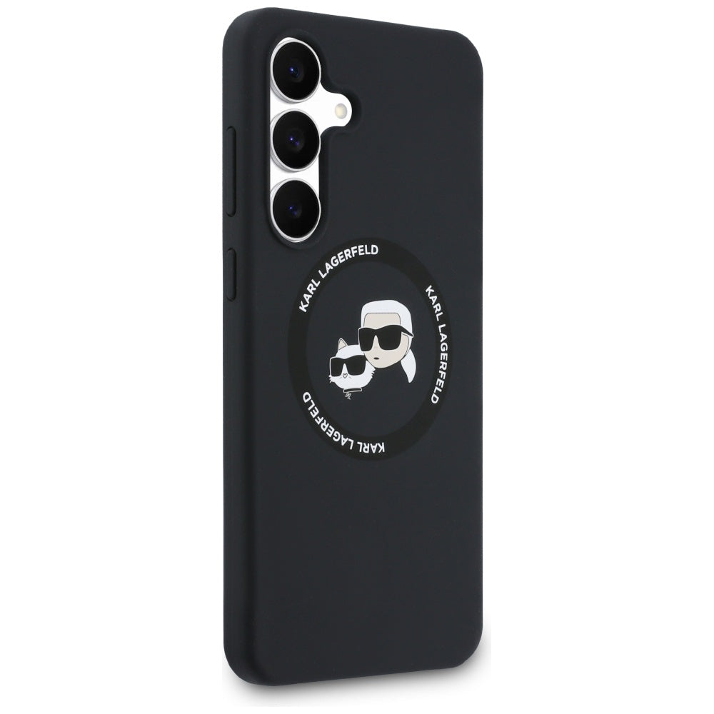 MagSafe-deksel for Samsung Galaxy S25 FE, Karl Lagerfeld, Silikon Karl & Choupette's Heads, Svart