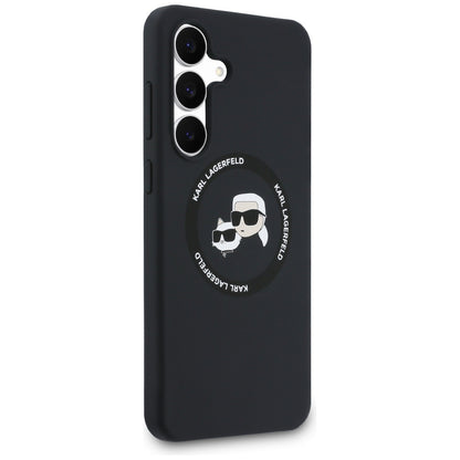MagSafe-deksel for Samsung Galaxy S25 FE, Karl Lagerfeld, Silikon Karl & Choupette's Heads, Svart