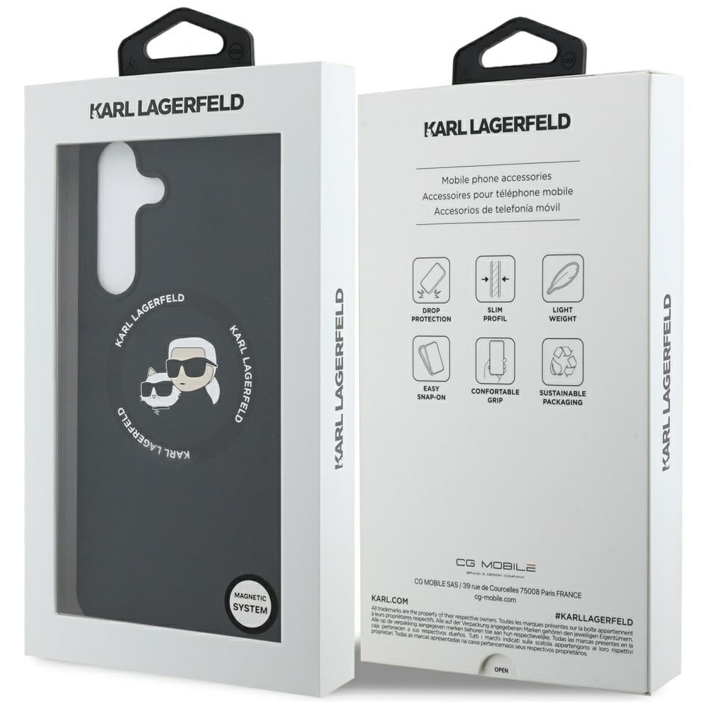 MagSafe-deksel for Samsung Galaxy S25 FE, Karl Lagerfeld, Silikon Karl & Choupette's Heads, Svart