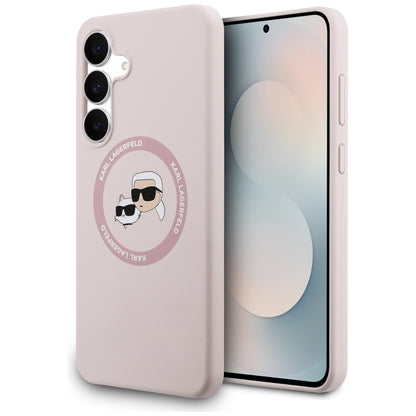 MagSafe-deksel for Samsung Galaxy S25 FE, Karl Lagerfeld, Silikon Karl & Choupette's Heads, Rosa