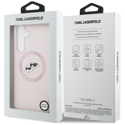 MagSafe-deksel for Samsung Galaxy S25 FE, Karl Lagerfeld, Silikon Karl & Choupette's Heads, Rosa