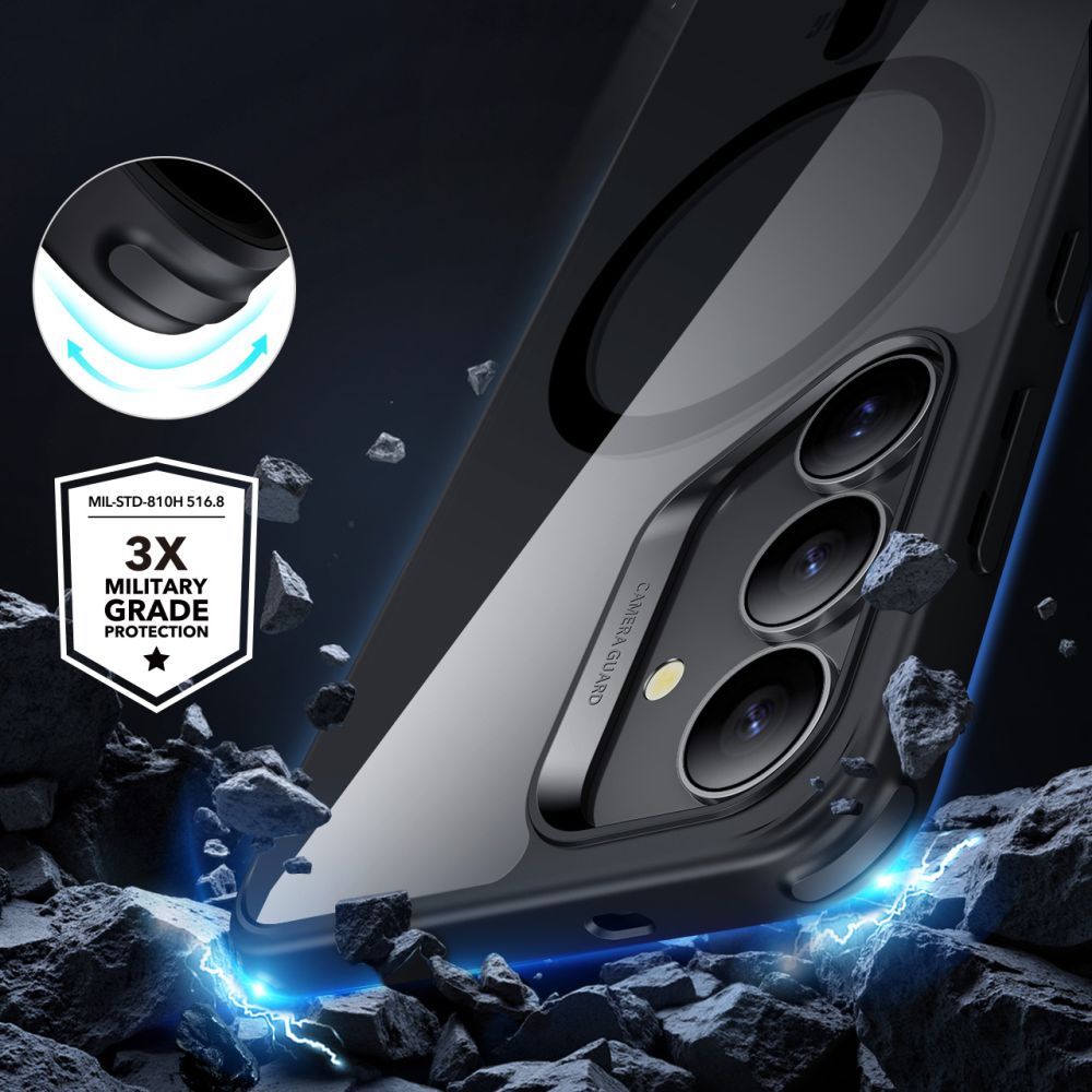 MagSafe-deksel for Samsung Galaxy S25+ S936, ESR, Classic Hybrid, Svart Gjennomsiktig