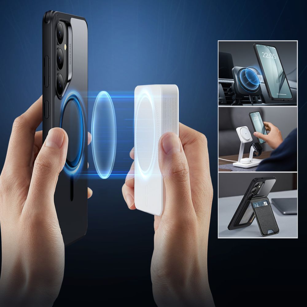 MagSafe-deksel for Samsung Galaxy S25+ S936, ESR, Classic Hybrid, Svart Gjennomsiktig