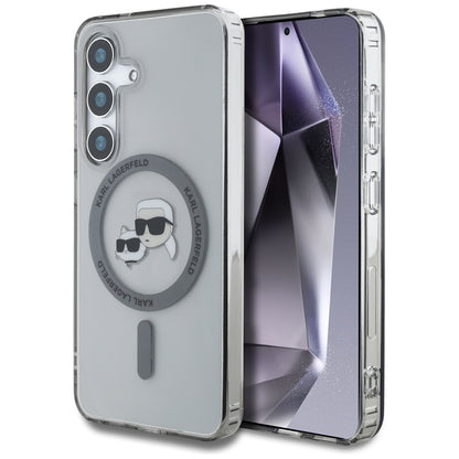 MagSafe-deksel for Samsung Galaxy S25+ S936, Karl Lagerfeld, IML Metal Karl & Choupette's Heads, Svart