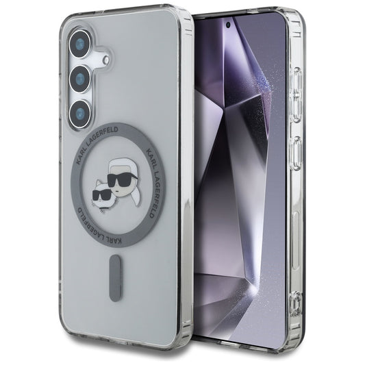 MagSafe-deksel for Samsung Galaxy S25+ S936, Karl Lagerfeld, IML Metal Karl & Choupette's Heads, Svart