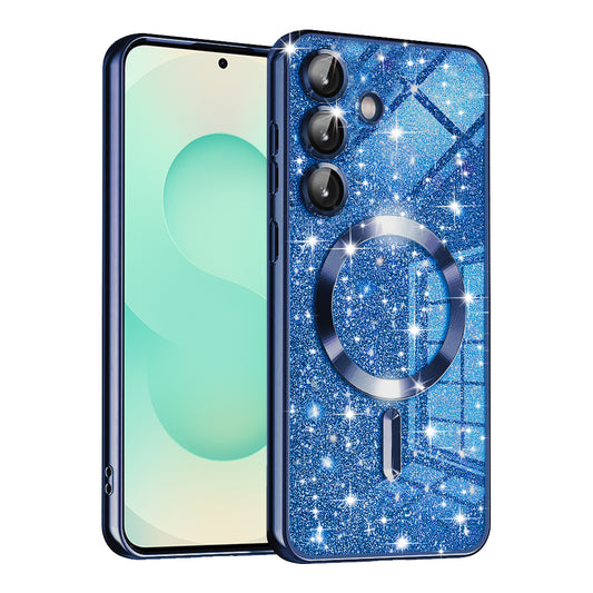 MagSafe-deksel for Samsung Galaxy S25+ S936, Techsuit, Luxury Glitter, Mørk blå