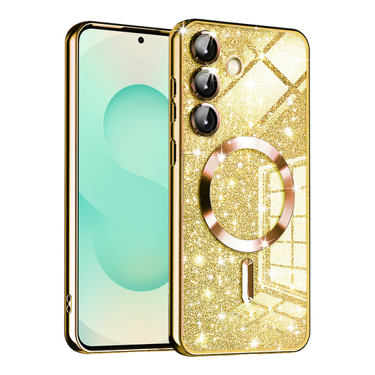 MagSafe-deksel for Samsung Galaxy S25+ S936, Techsuit, Luxury Glitter, Gullfarget