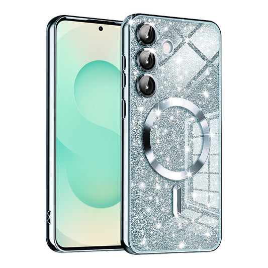 MagSafe-deksel for Samsung Galaxy S25+ S936, Techsuit, Luxury Glitter, Bleu