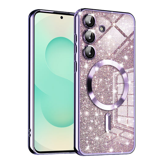 MagSafe-deksel for Samsung Galaxy S25+ S936, Techsuit, Luxury Glitter, Lys lilla