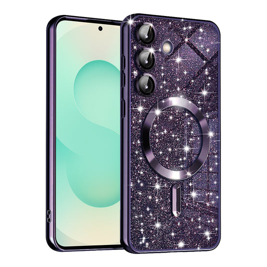 MagSafe-deksel for Samsung Galaxy S25+ S936, Techsuit, Luxury Glitter, Mørk lilla