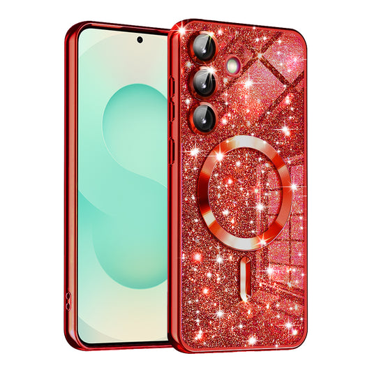 MagSafe-deksel for Samsung Galaxy S25+ S936, Techsuit, Luxury Glitter, Rød